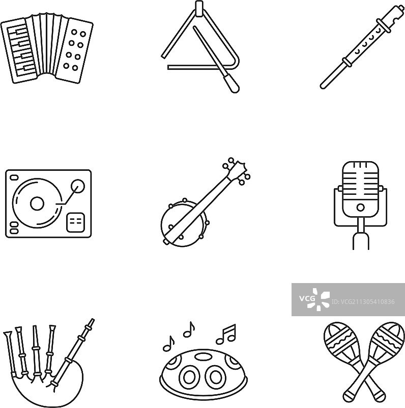 乐队乐器像素完美线性图标图片素材