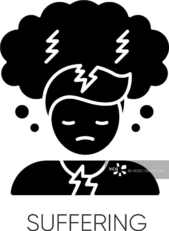 黑色痛苦字形图标图片素材