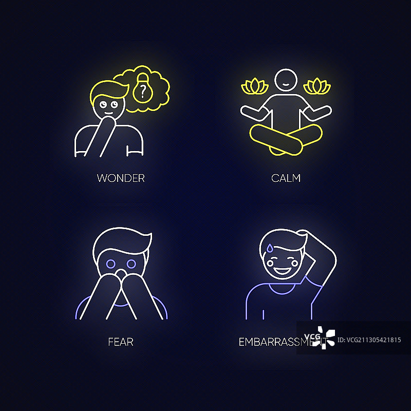 精神状态霓虹灯图标集图片素材