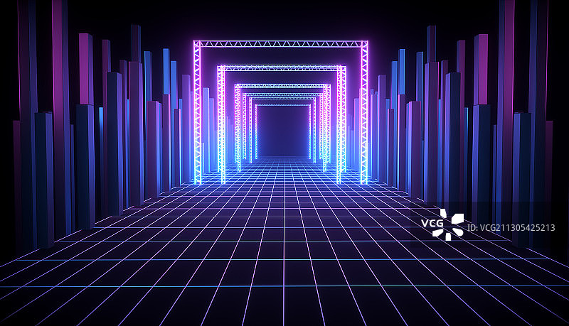 3D抽象现代科技空间背景图片素材