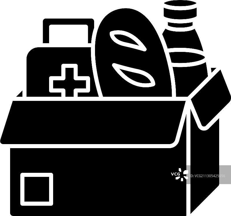 人道主义援助黑色字形图标图片素材