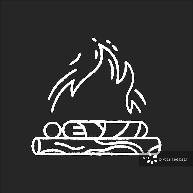 黑色背景上的印度教葬礼仪式粉笔白色图标图片素材