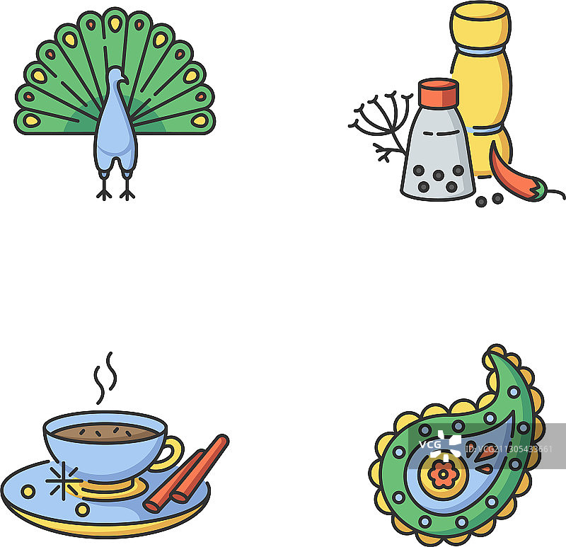 印度文化RGB颜色图标集图片素材