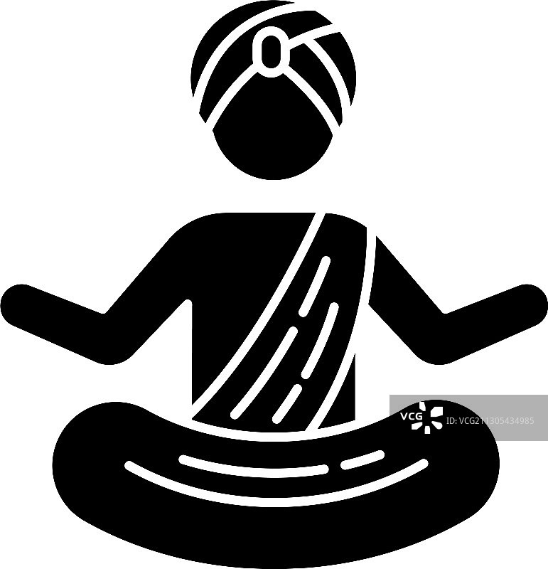 戴头巾的瑜伽士黑色图标图片素材