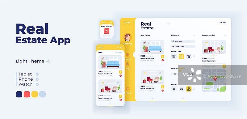 房地产App自适应设计模板图片素材