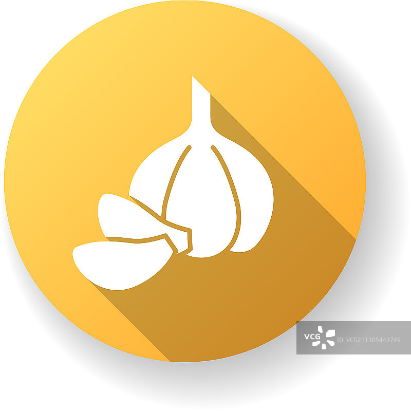 黄色扁平风格长阴影大蒜图标图片素材