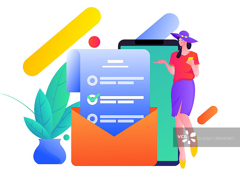 邀请好友进行问卷调查获得红包人物互联网背景矢量插画图片素材