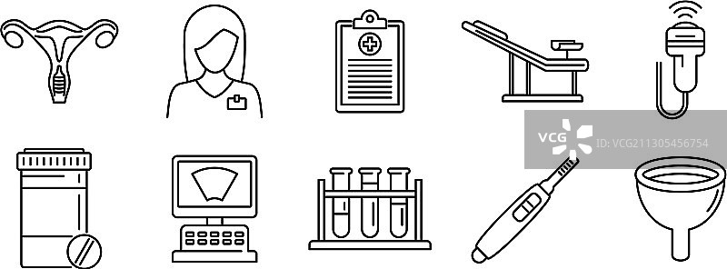 妇科医院图标集轮廓样式图片素材