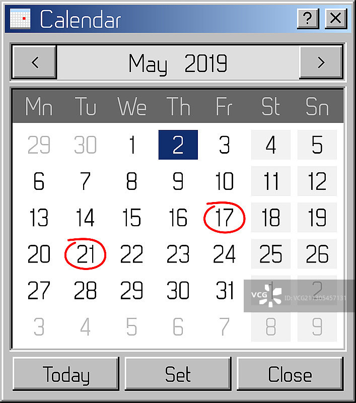 老式复古风格日历应用图片素材