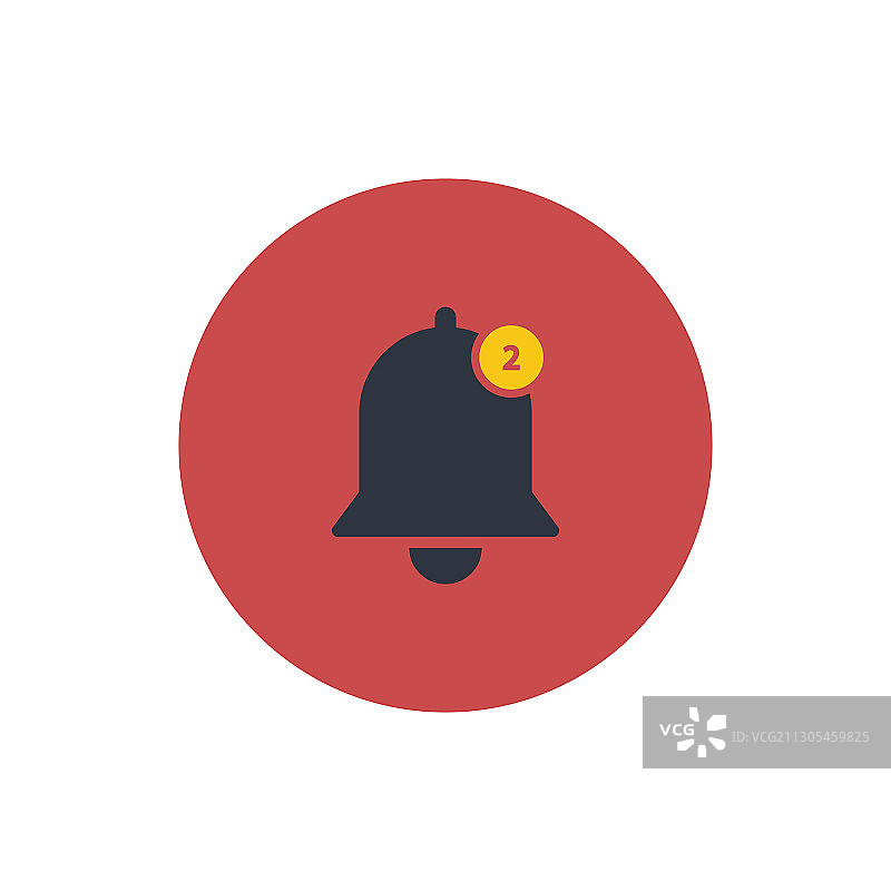 红色背景上的时尚扁平风铃铛图标图片素材