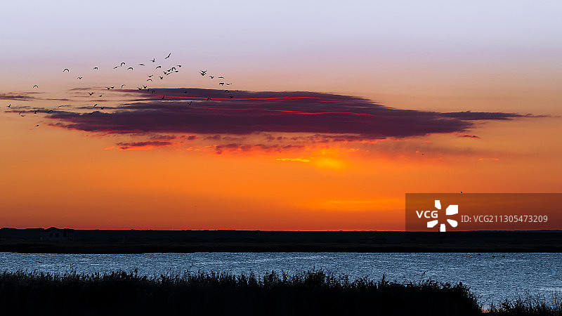 居延海日出图片素材
