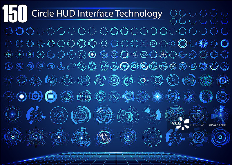 圆形抽象数字科技UI套装图片素材