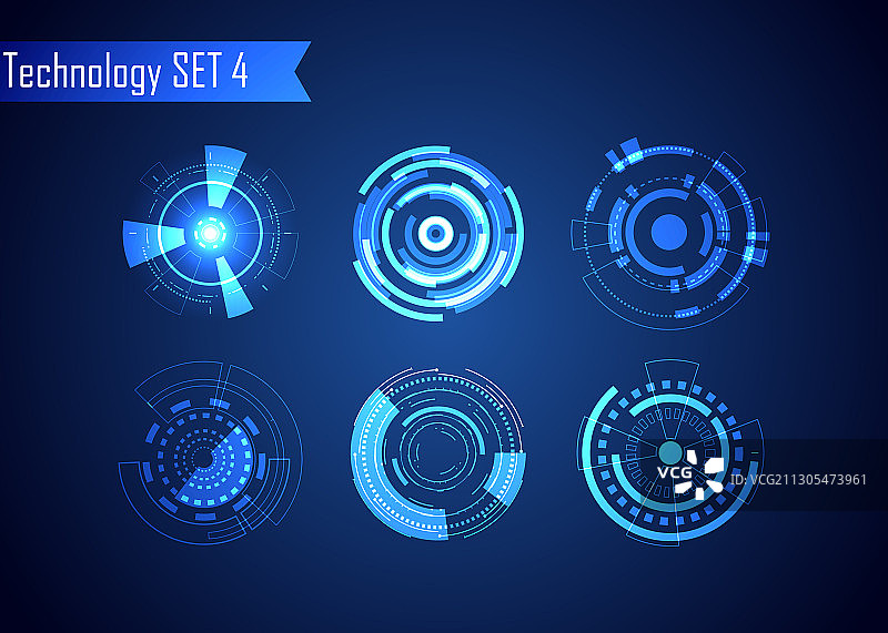 圆形抽象数字科技UI套装图片素材
