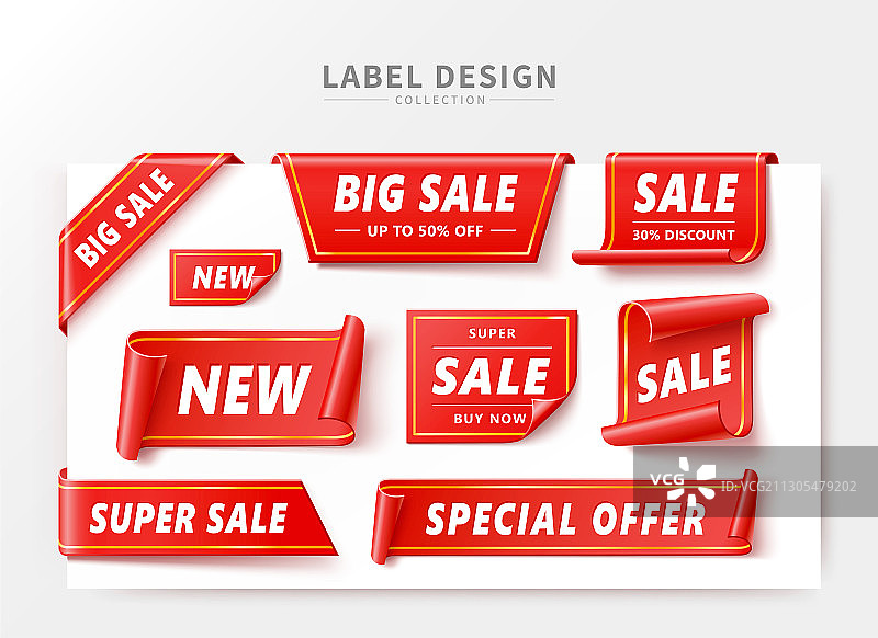 特惠促销三维红色标签图片素材