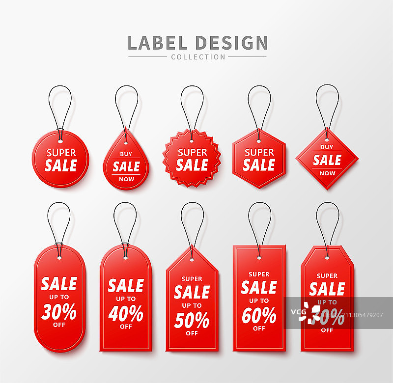 特惠促销三维红色标签吊牌图片素材