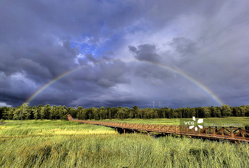 松原查干湖彩虹图片素材