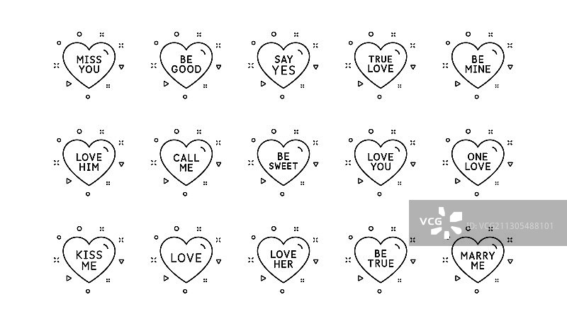 情人节甜心线条图标图片素材