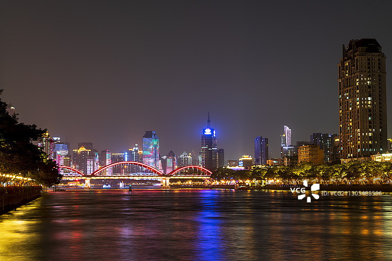 广州珠江解放桥段夜景图片素材