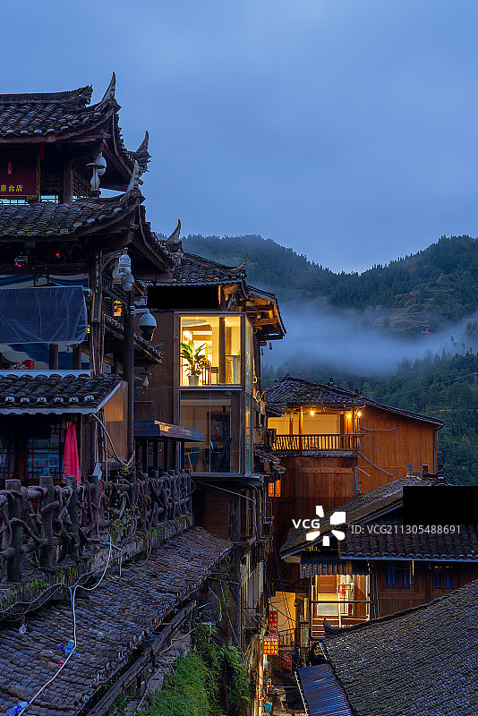 西江千户苗寨的早晨图片素材