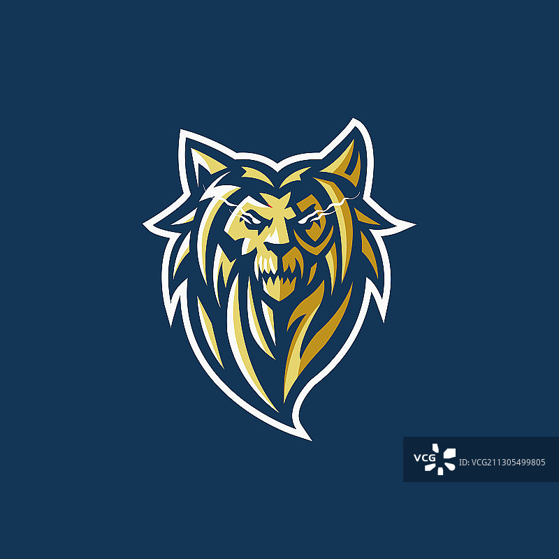 带有狮子头的E运动队标志模板图片素材