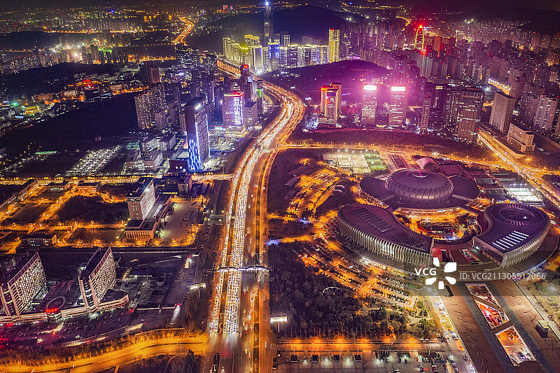 济南市高新区斜视视角奥体中心图片素材