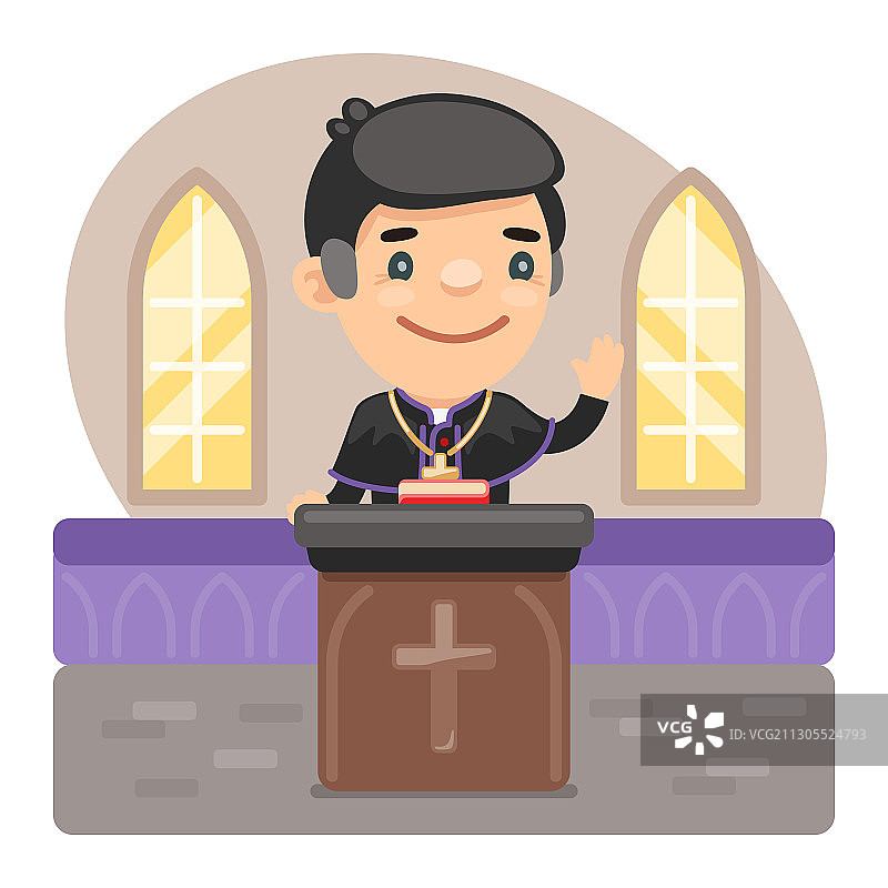 卡通讲道坛上的牧师图片素材