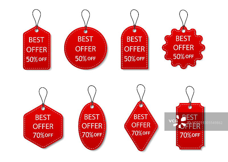 促销红色标签折扣和价格图片素材