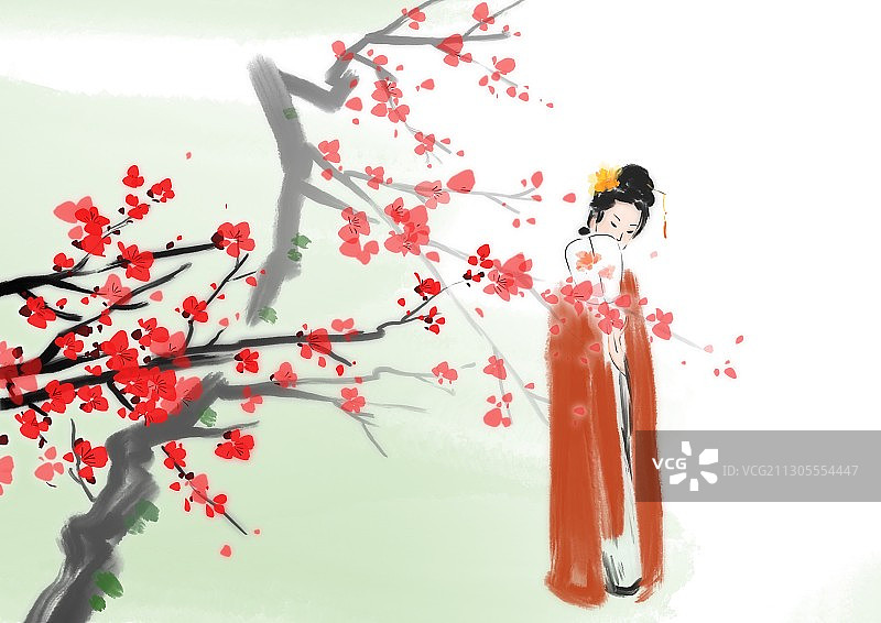 中国风梅花古典美人图片素材