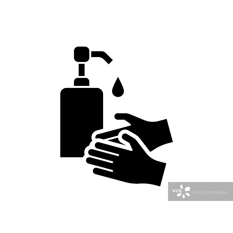 用洗手液洗手的隔离图标图片素材