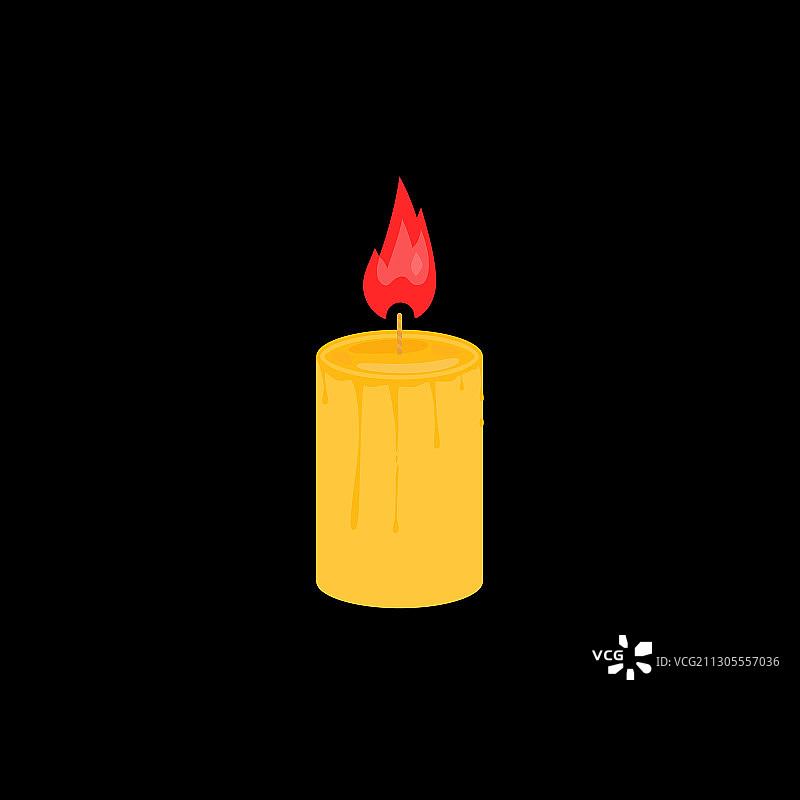 黑色背景上的厚蜡黄色蜡烛图片素材