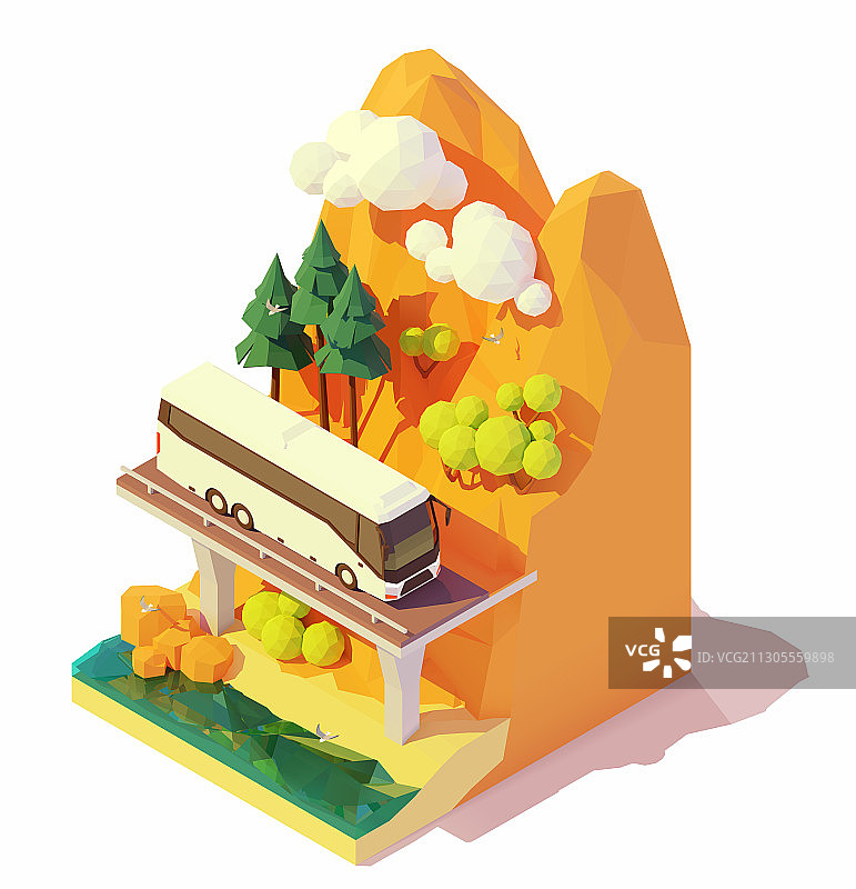 2.5D长途客车旅行图片素材