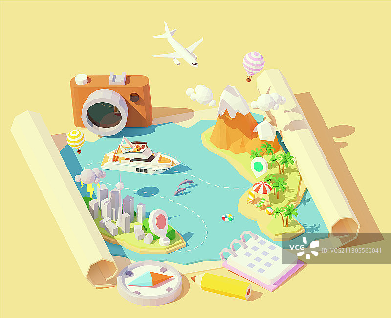 2.5D夏季旅行和度假图片素材