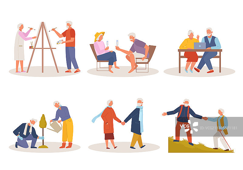 老年人绘画的活跃生活图片素材