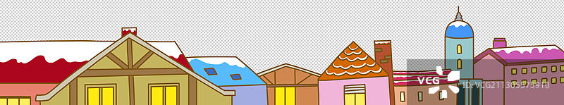 一排卡通小房子图片素材