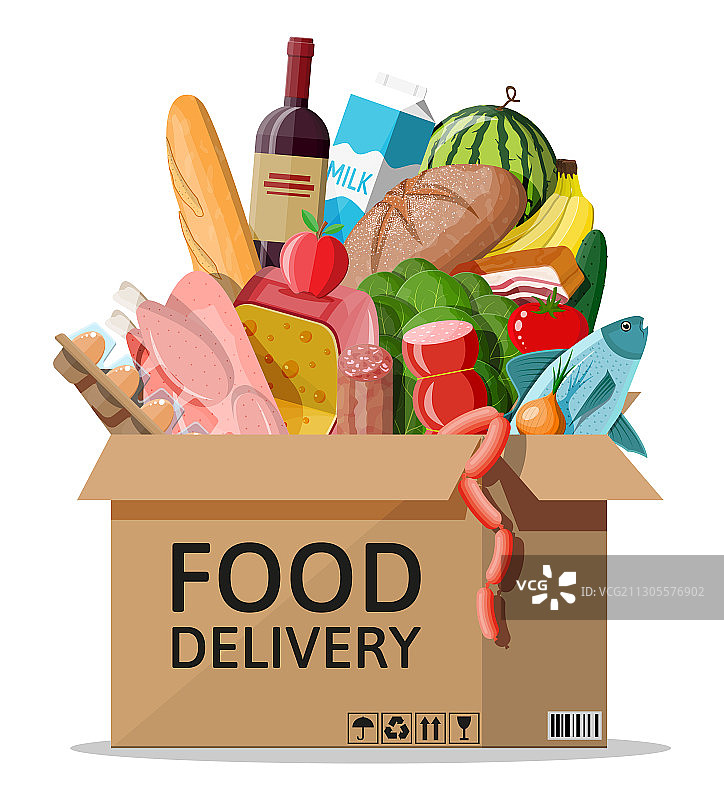 装有新鲜农产品的纸箱图片素材