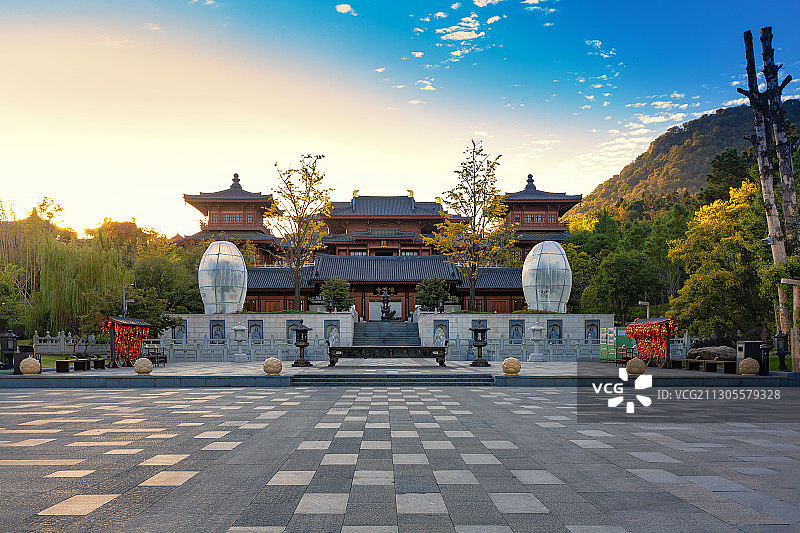 落日前的光影+牛首山佛顶寺（南京）图片素材