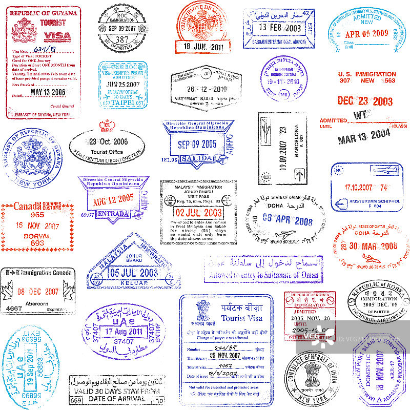 高品质复古护照印章合集图片素材