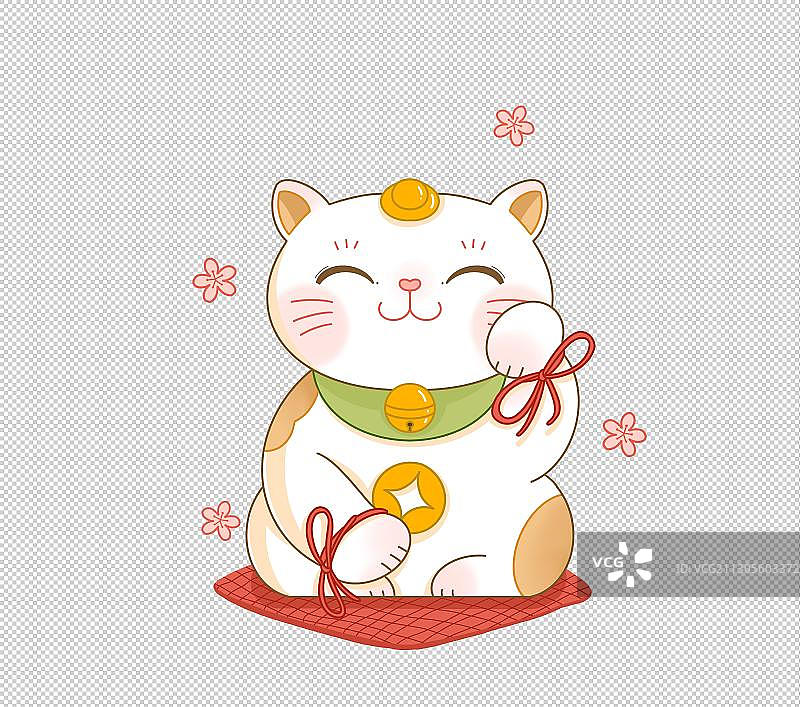 可爱粉嫩吉祥招财猫卡通插画图片素材