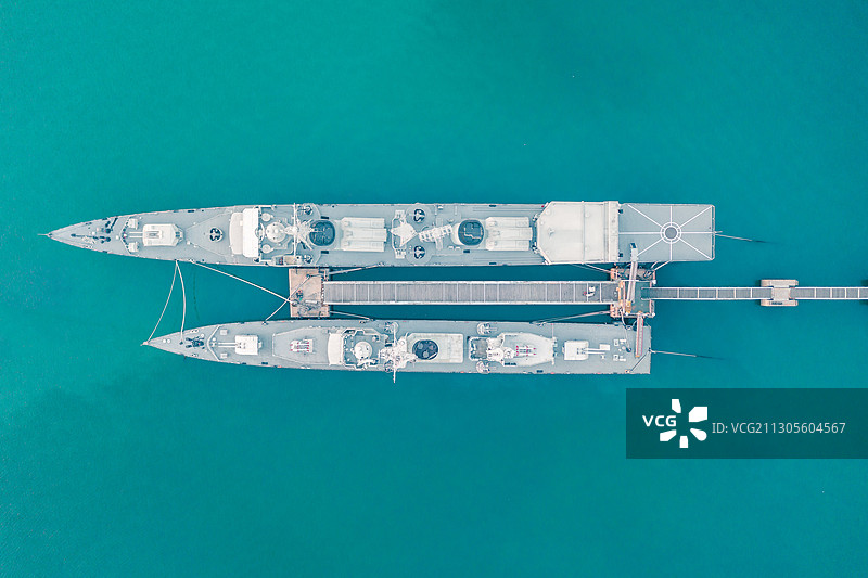 中国山东青岛海军博物馆拍照航拍图片素材