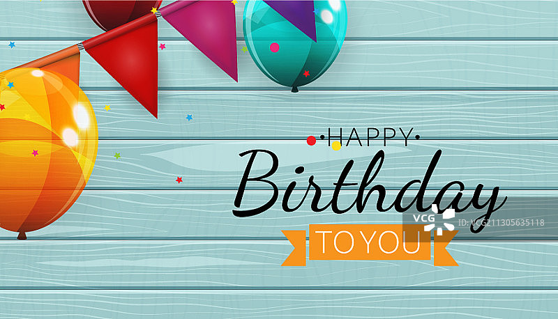 彩色光泽的生日气球横幅图片素材