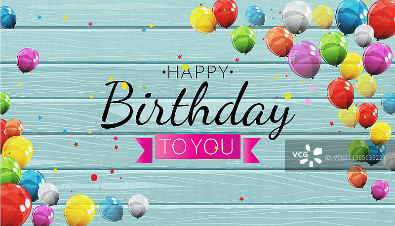 彩色光泽的生日气球横幅图片素材