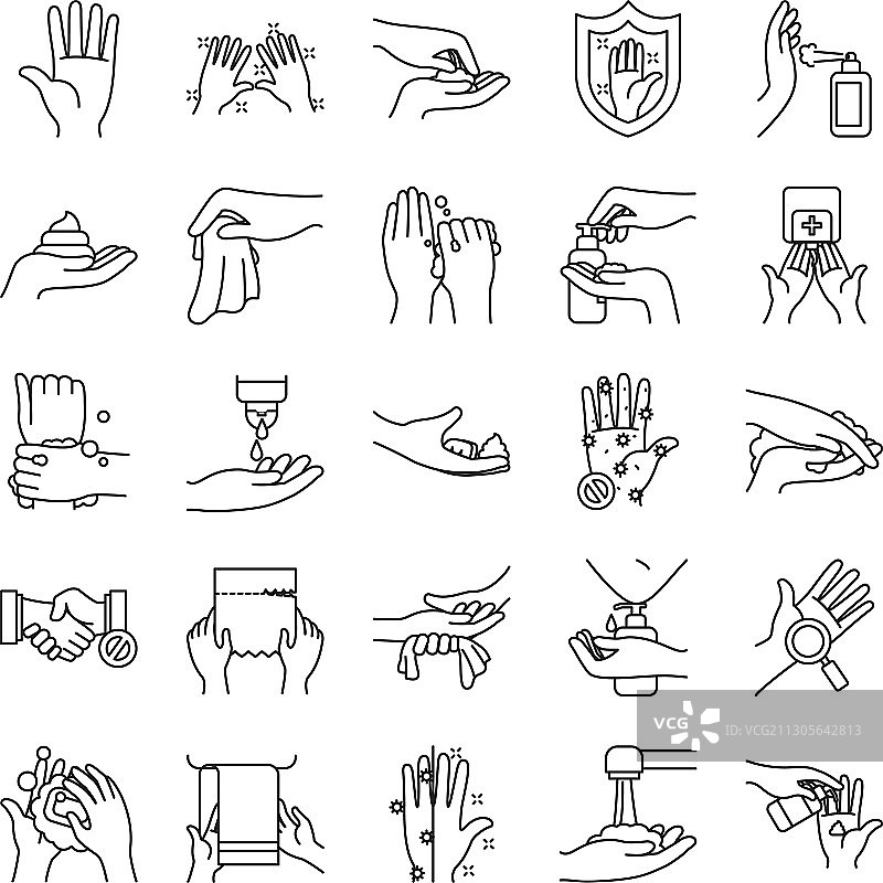 纸巾和洗手图标线条图片素材