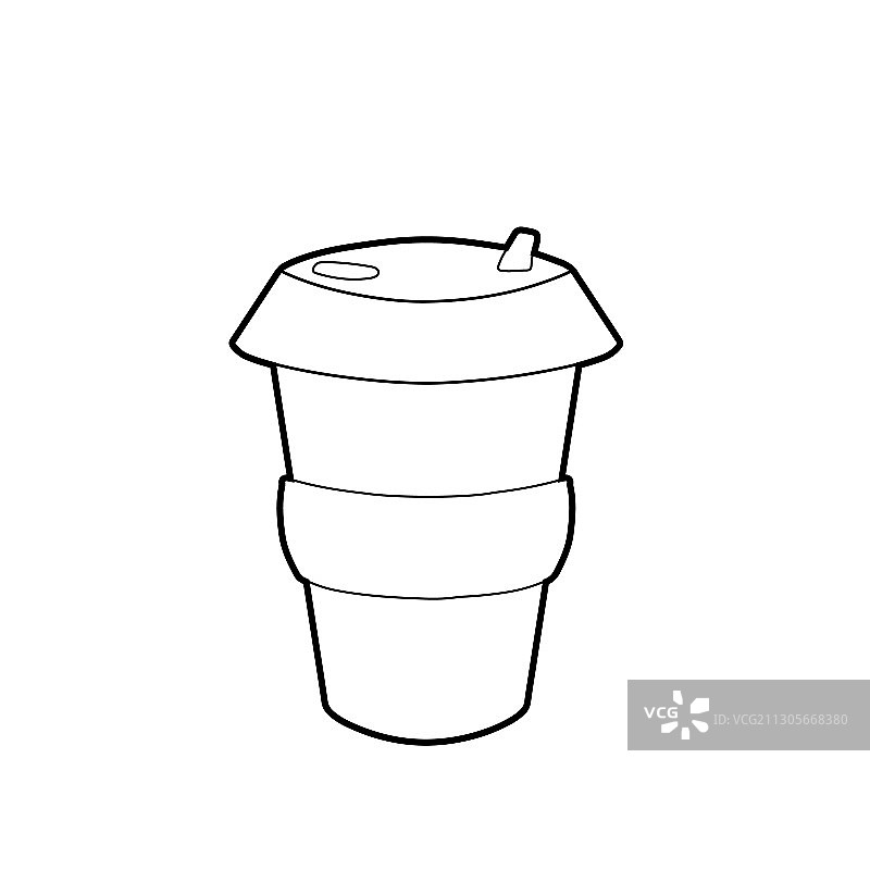 零浪费物品轮廓竹制咖啡杯图片素材