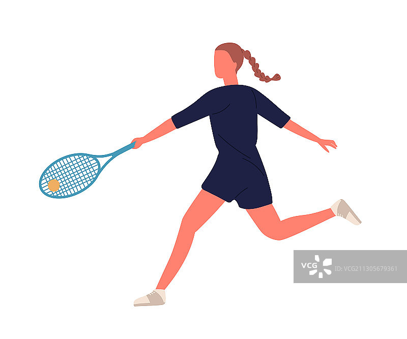 击球的专业女网球运动员图片素材