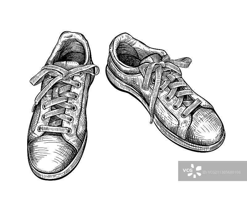 运动鞋素描图片素材