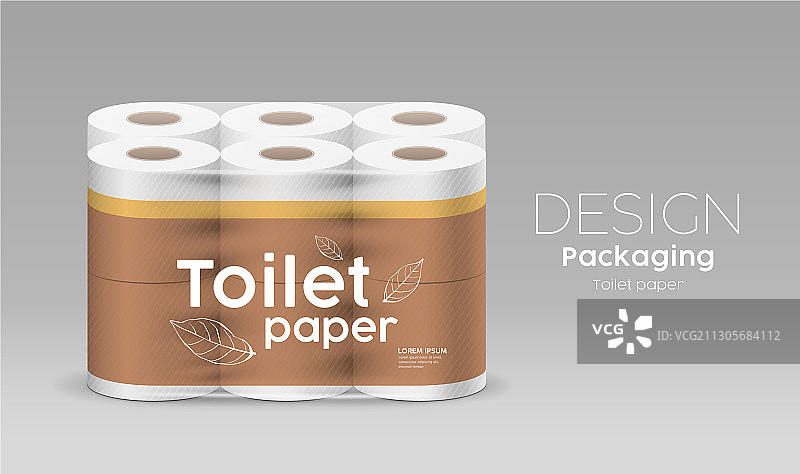 十二卷包装的塑料卷筒卫生纸图片素材