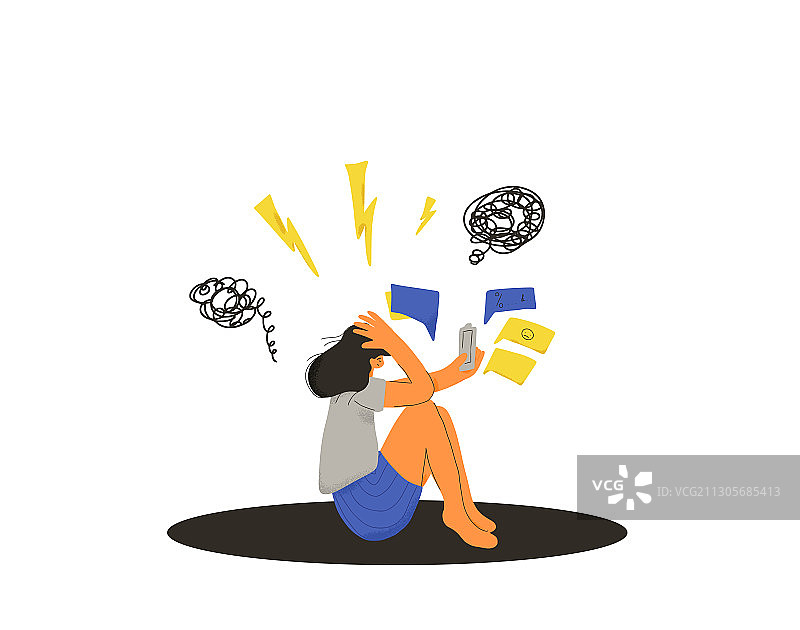 精神障碍年轻人坐在地板上图片素材