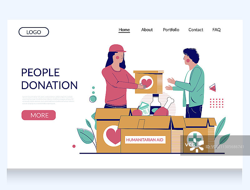 人们捐赠网站着陆页图片素材