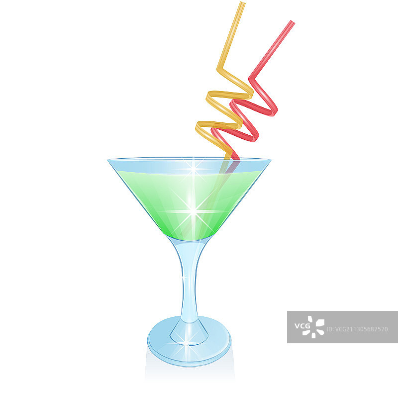 带吸管的逼真玛格丽特鸡尾酒图片素材