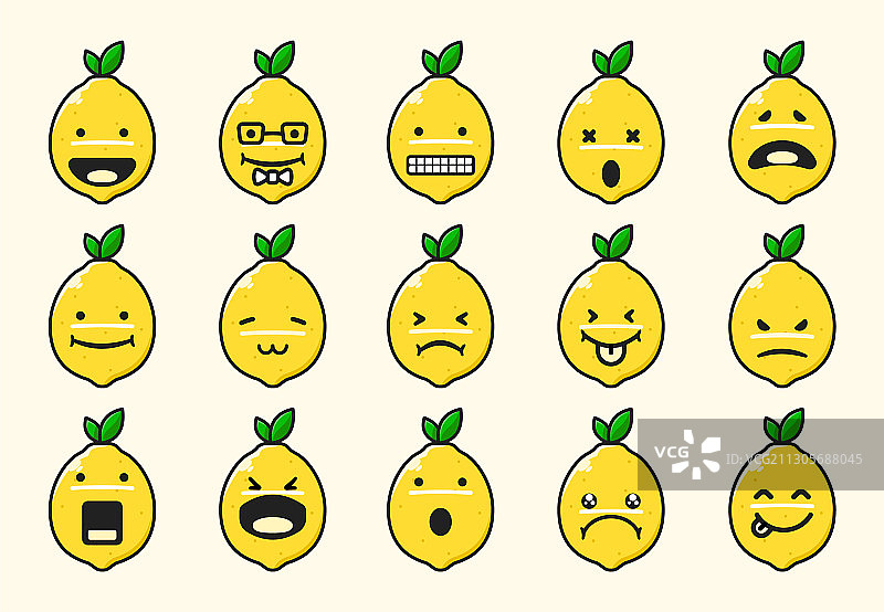 黄色柠檬表情符号合集图片素材